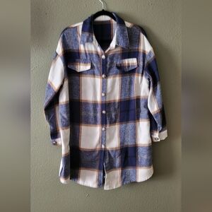 Bue Plaid Womans Shirt Dress